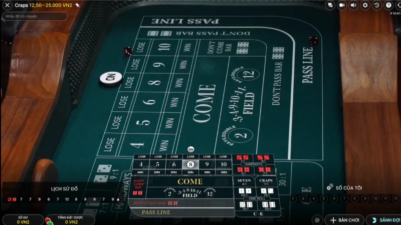 Các loại cược cơ bản trong game Craps
